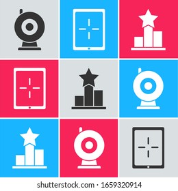 Set Web camera, Tablet and Star icon. Vector