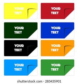 Set of web coloured stickers, place for text.