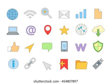 Set of Web connection colorful icons 