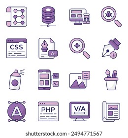 Set of Web and Creativity Flat Icons

