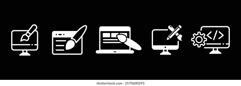 Set of web design icon collection. Minimal Graphic Design related symbol. Vector Illustration.