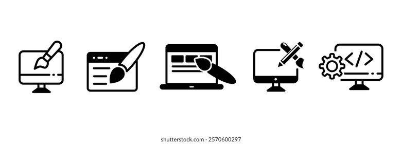 Set of web design icon collection. Minimal Graphic Design related symbol. Vector Illustration.