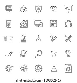 set of web design icon with simple style and editable stroke or outline