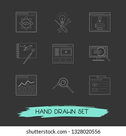 Set of web design icons line style symbols with creative services, adwords campaign, sketchbook and other icons for your web mobile app logo design.