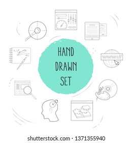 Set of web design icons line style symbols with search content, related content, target keywords and other icons for your web mobile app logo design.