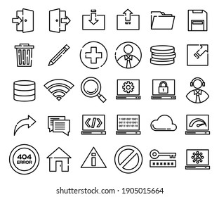 Set web development icon line