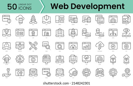 Set of web development icons. Line art style icons bundle. vector illustration