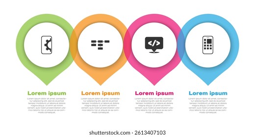 Set Web development, Site map, Front end and Mobile Apps. Business infographic template. Vector