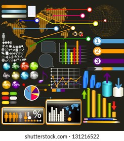 Set of web elements, diagrams, symbols, page panels for design