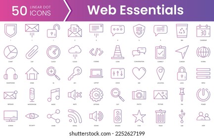 Set of web essentials icons. Gradient style icon bundle. Vector Illustration
