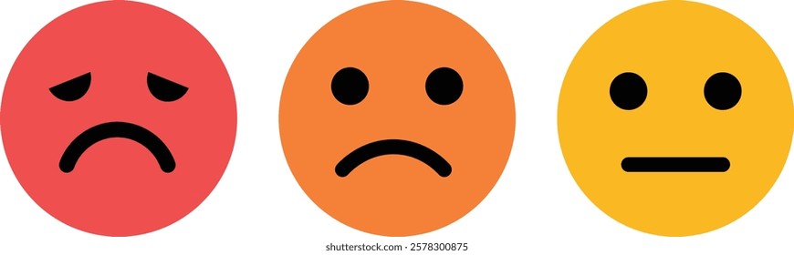 Set of Web Feedback emoji icons collection. emoji feedback icon set rating happy neutral sad emoji emotions icons. Different emoji symbol Vector Illustration

