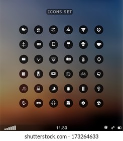 Set of web flat icons on blur background