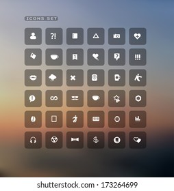 Set of web flat icons on blur background