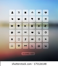 Set of web flat icons on blur background