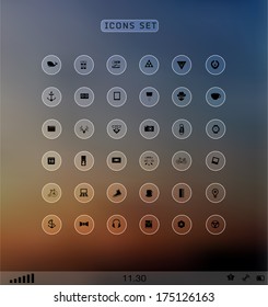 Set of web flat icons on blur background