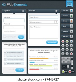 Set of web forms and buttons