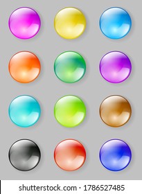 set of web glassy round buttons or icons