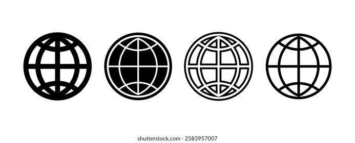  Set of web global internet sign, globe sign icon collection, website searching symbol vector in clipart element style design