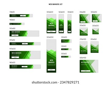 Set of web green advert banners standard sizes.