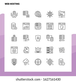Set of Web Hosting Line Icon set 25 Icons. Vector Minimalism Style Design Black Icons Set. Linear pictogram pack.