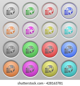 Set of web hosting plastic sunk spherical buttons.