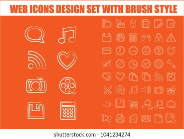 An Set of Web Icon With brush stroke and outline Vector