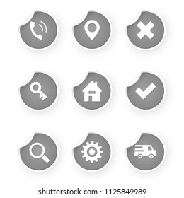 set of web icon gray stickers
