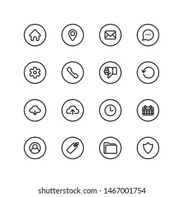 Set of web icon line icon design, black outline vector icons, isolated against the white background, website mark vector illustration.