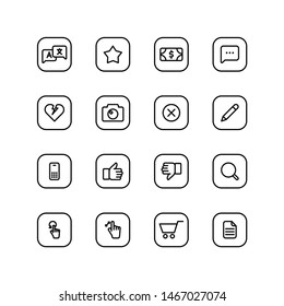 Set of web icon line icon design, black outline vector icons, isolated against the white background, website mark vector illustration.