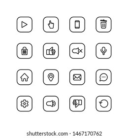 Set of web icon line icon design, black outline vector icons, isolated against the white background, website mark vector illustration.