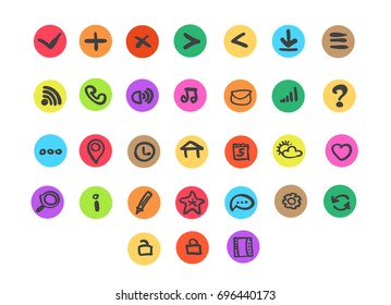 set of web icons for web applications, sites, communication. hand drawn vector