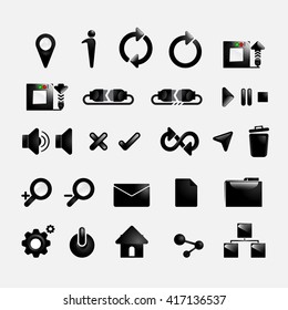 Set web icons black color,minimal style vector design