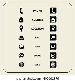 Set of web icons for Business cards, finance and communication. Multipurpose symbols for design. Vector illustration