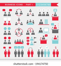 Set of web icons for business, finance, office, communication, human resources. Vector illustration. Part 1