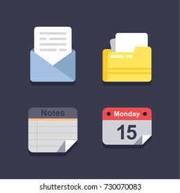 Set of web icons for business, finance, communication ans search. Simple set of flat vector icons.