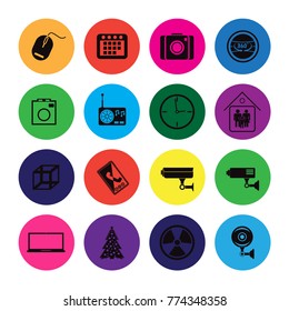 Set of web icons for business on color circle and white background.