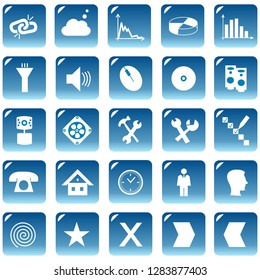Set web icons or buttons of blue color. Vector graphic illustration.