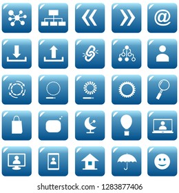 Set web icons or buttons of blue color. Vector graphic illustration.
