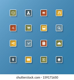 Set of web icons in clean modern design in 3d frame with shadow