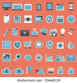 Set of web icons in flat design - vector illustration