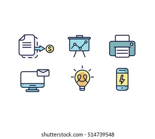 Set of web icons flat design for business, finance and communication. Vector illustration
