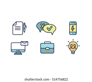 Set of web icons flat design for business, finance and communication. Vector illustration
