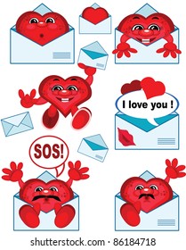 Set of the web icons with hearts.