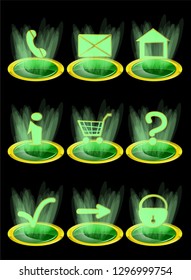 Set of web icons isolated on black background