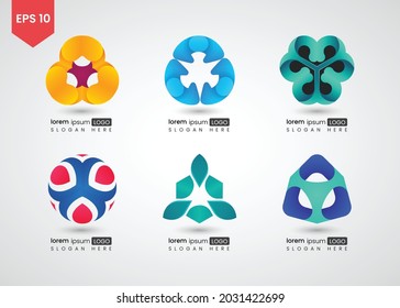 Set of web icons and logo circle bright gradient Vector illustration