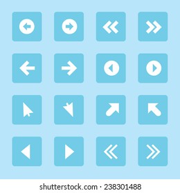 Set of web icons on blue background