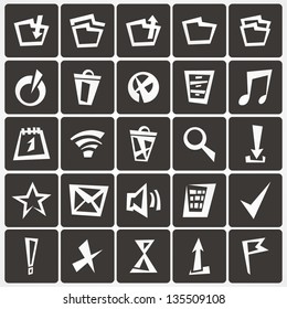 set of web icons on a dark background