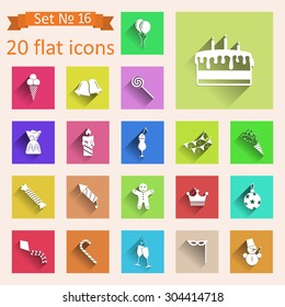 Set of web icons on a festive theme.