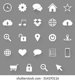 Set of web icons on a grey background