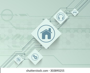 Conjunto de iconos web sobre el fondo de alta tecnología para el concepto de Tecnología.